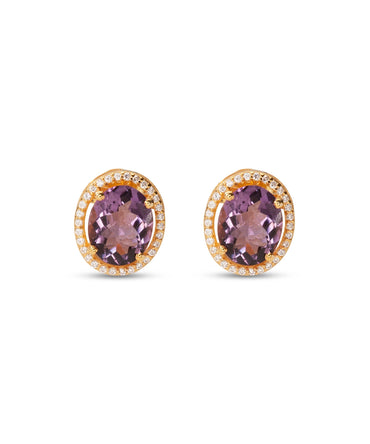 Silver Gold Plated Amethyst Studs