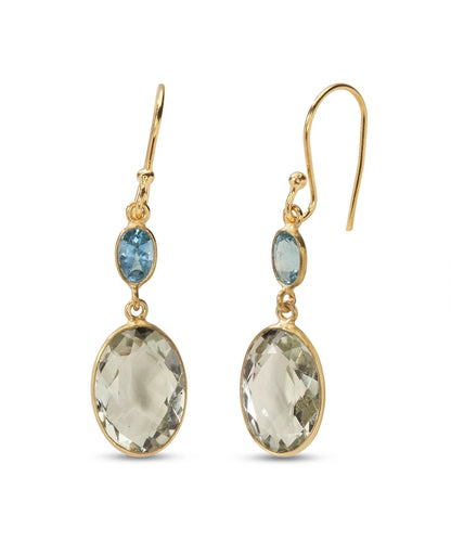 Silver Gold Plated Seafoam and Sky Drop Earrings