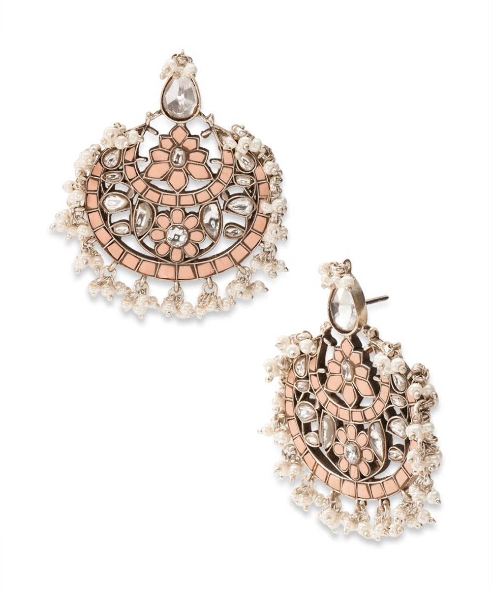 Silver Romantic Chandbali with Freshwater Pearl Fringe