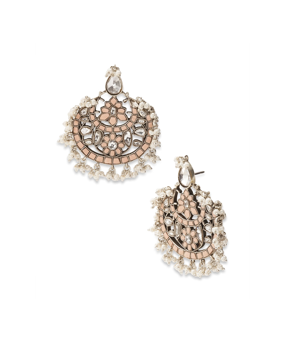 Silver Romantic Chandbali with Freshwater Pearl Fringe