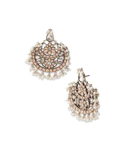 Silver Romantic Chandbali with Freshwater Pearl Fringe
