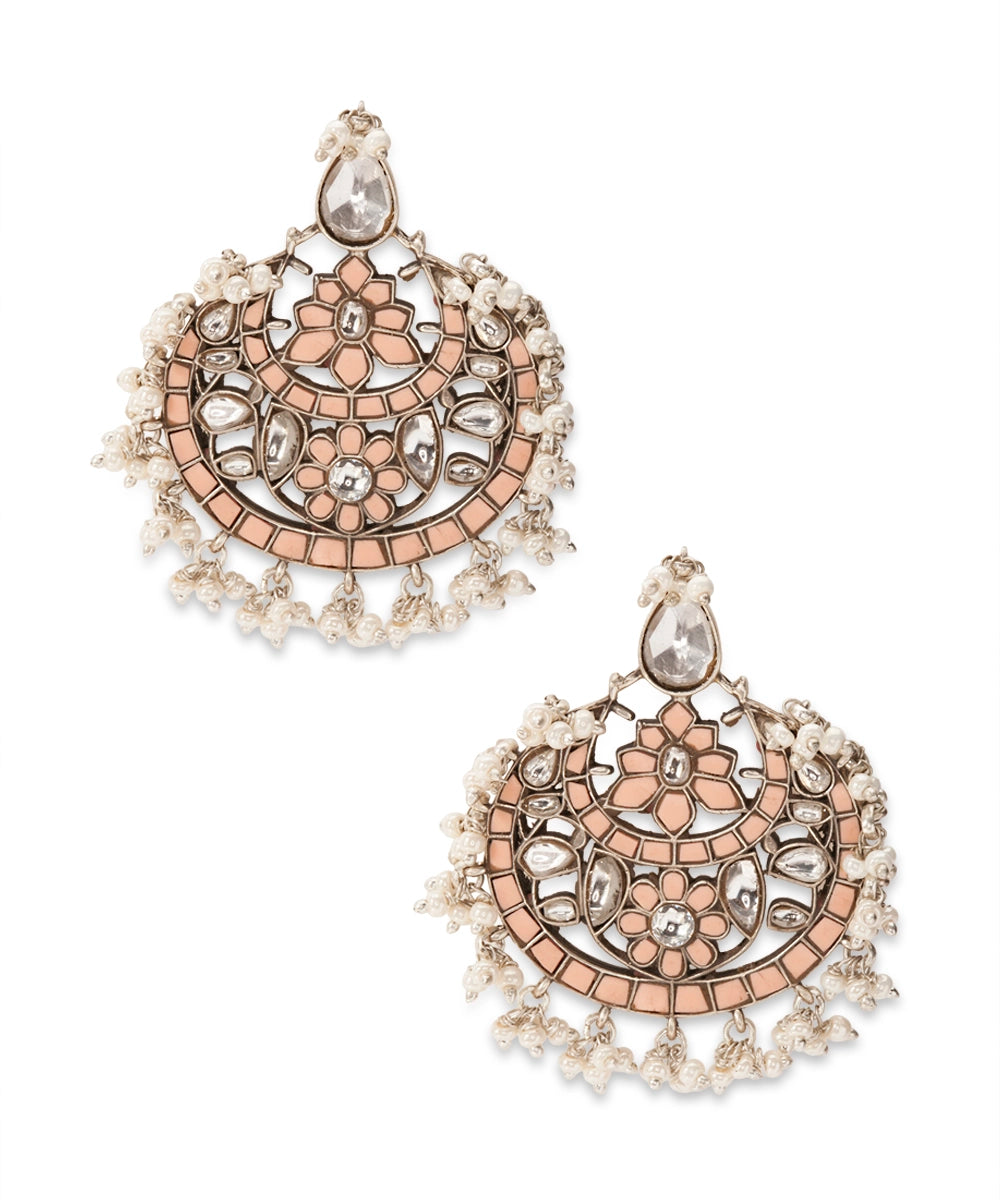 Silver Romantic Chandbali with Freshwater Pearl Fringe