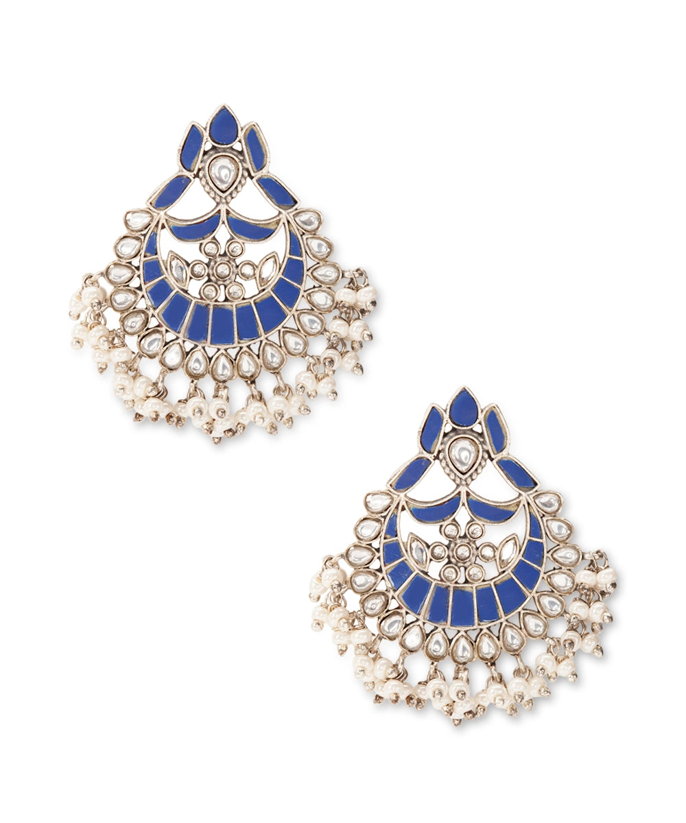 Silver Traditional Kundan Chandbalis