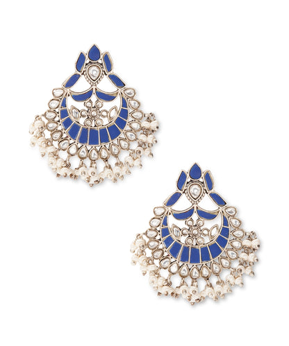Silver Traditional Kundan Chandbalis