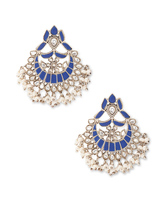 Silver Traditional Kundan Chandbalis