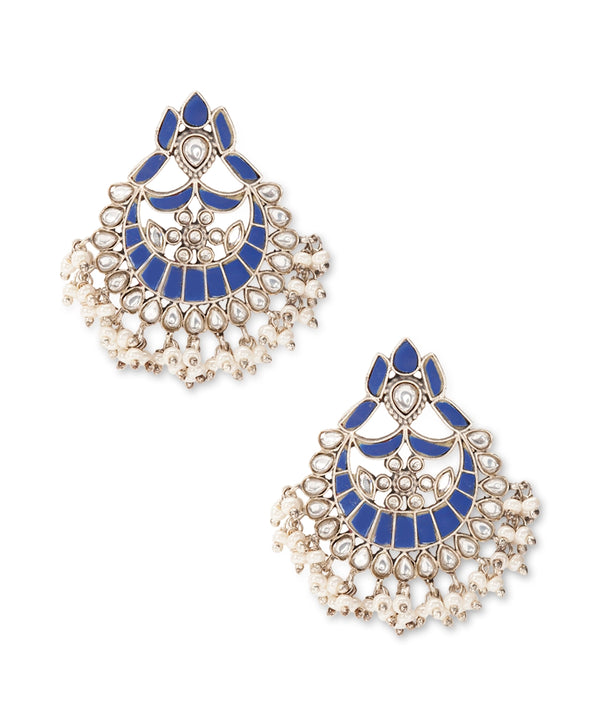 Silver Traditional Kundan Chandbalis