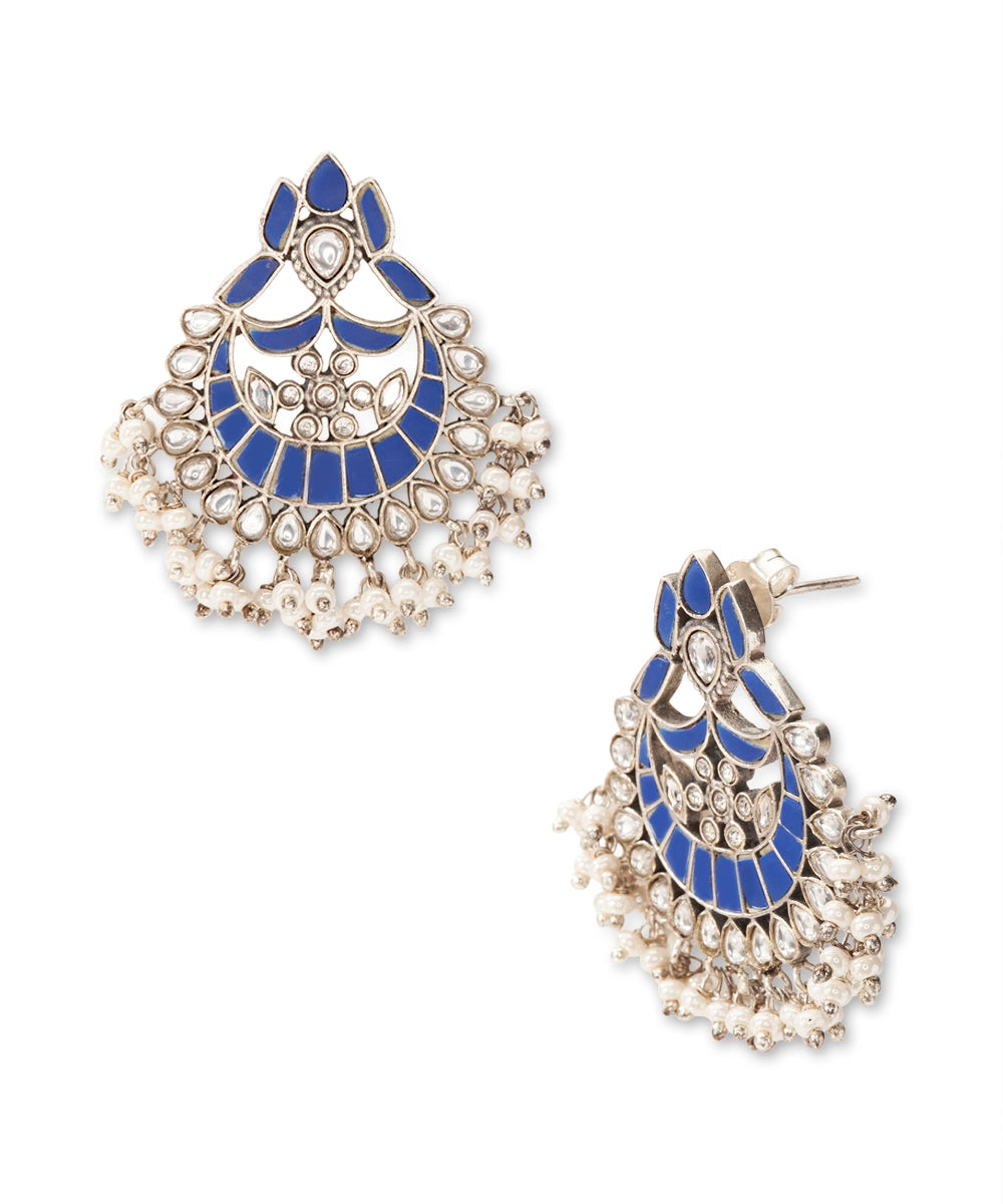 Silver Traditional Kundan Chandbalis