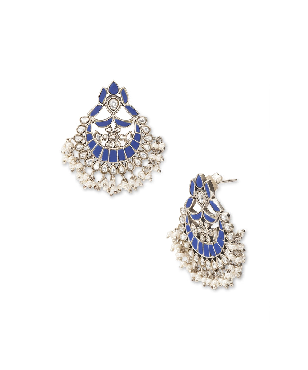 Silver Traditional Kundan Chandbalis