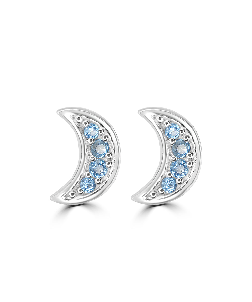 Silver Crescent Moon Studs