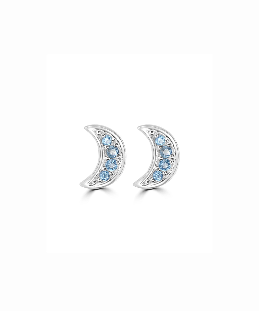 Silver Crescent Moon Studs