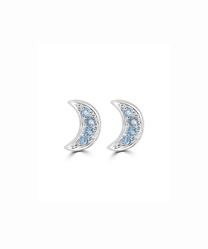 Silver Crescent Moon Studs