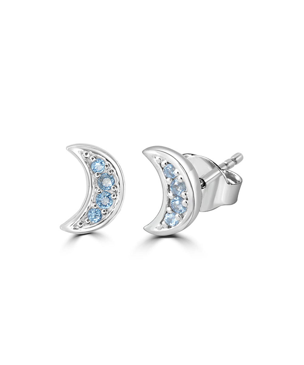 Silver Crescent Moon Studs