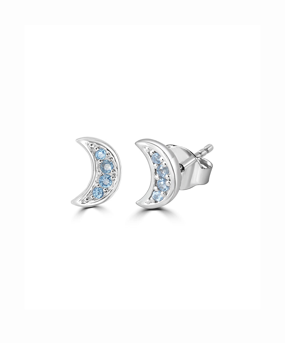 Silver Crescent Moon Studs