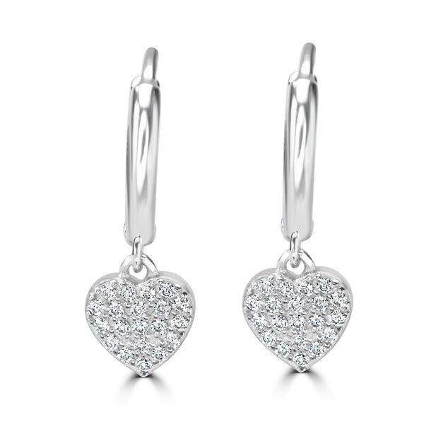 Silver Sparkling Heart Hoop Earrings