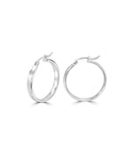 Silver Wide Sparkle-Cut Hoop Earrings