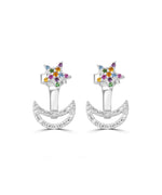 Silver Celestial Rainbow Jacket Earrings
