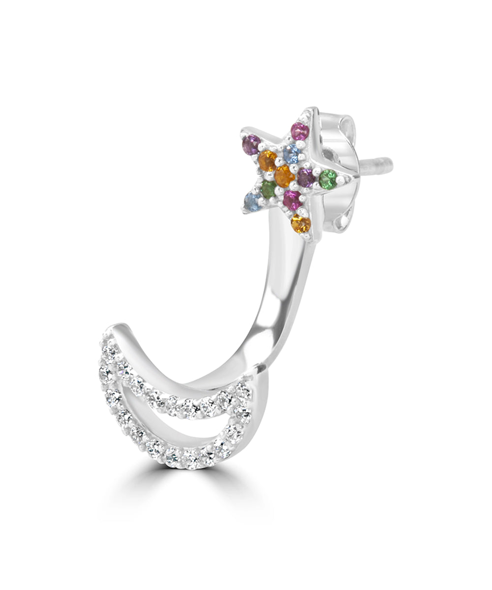 Silver Celestial Rainbow Jacket Earrings