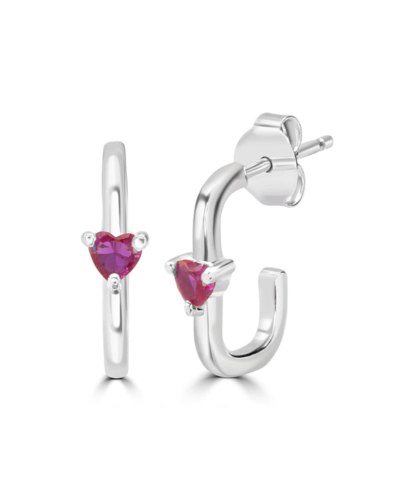 Silver Little Love Half-Hoop Earrings
