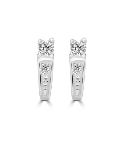 Silver J-Curve Hoop Earrings