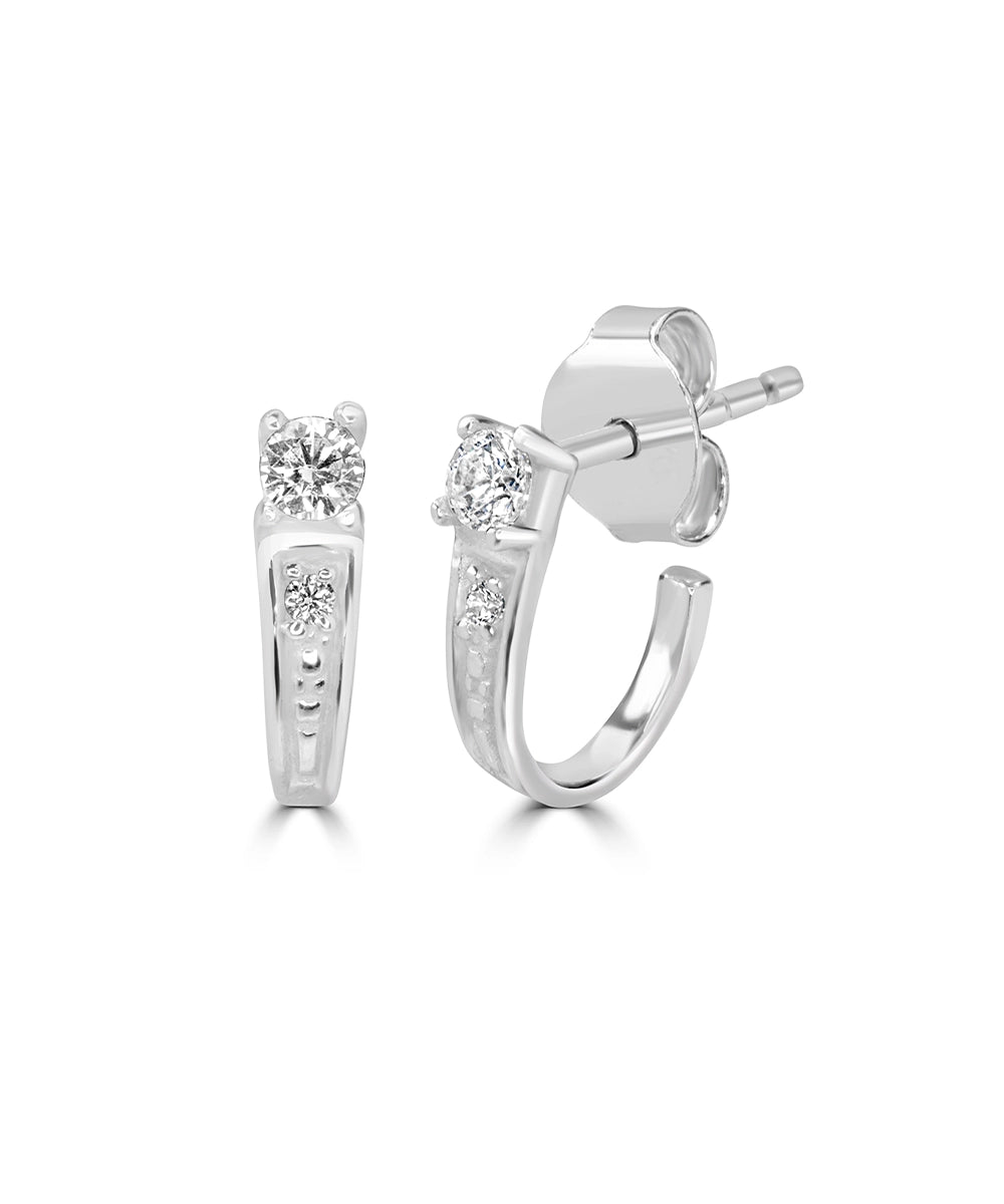 Silver J-Curve Hoop Earrings