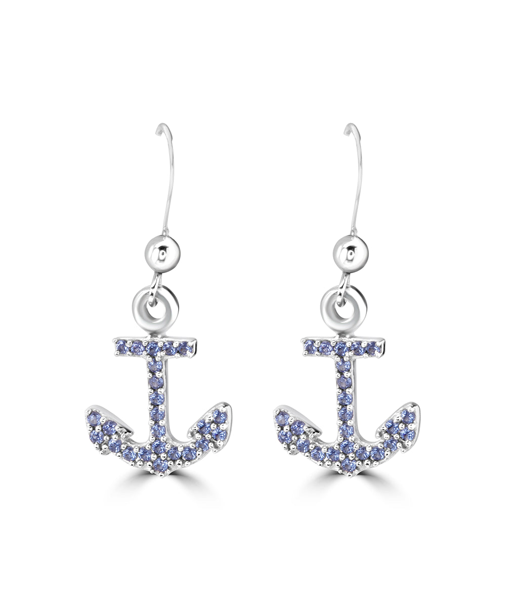 Silver Nautical Anchor Earrings