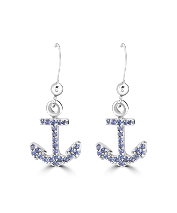 Silver Nautical Anchor Earrings