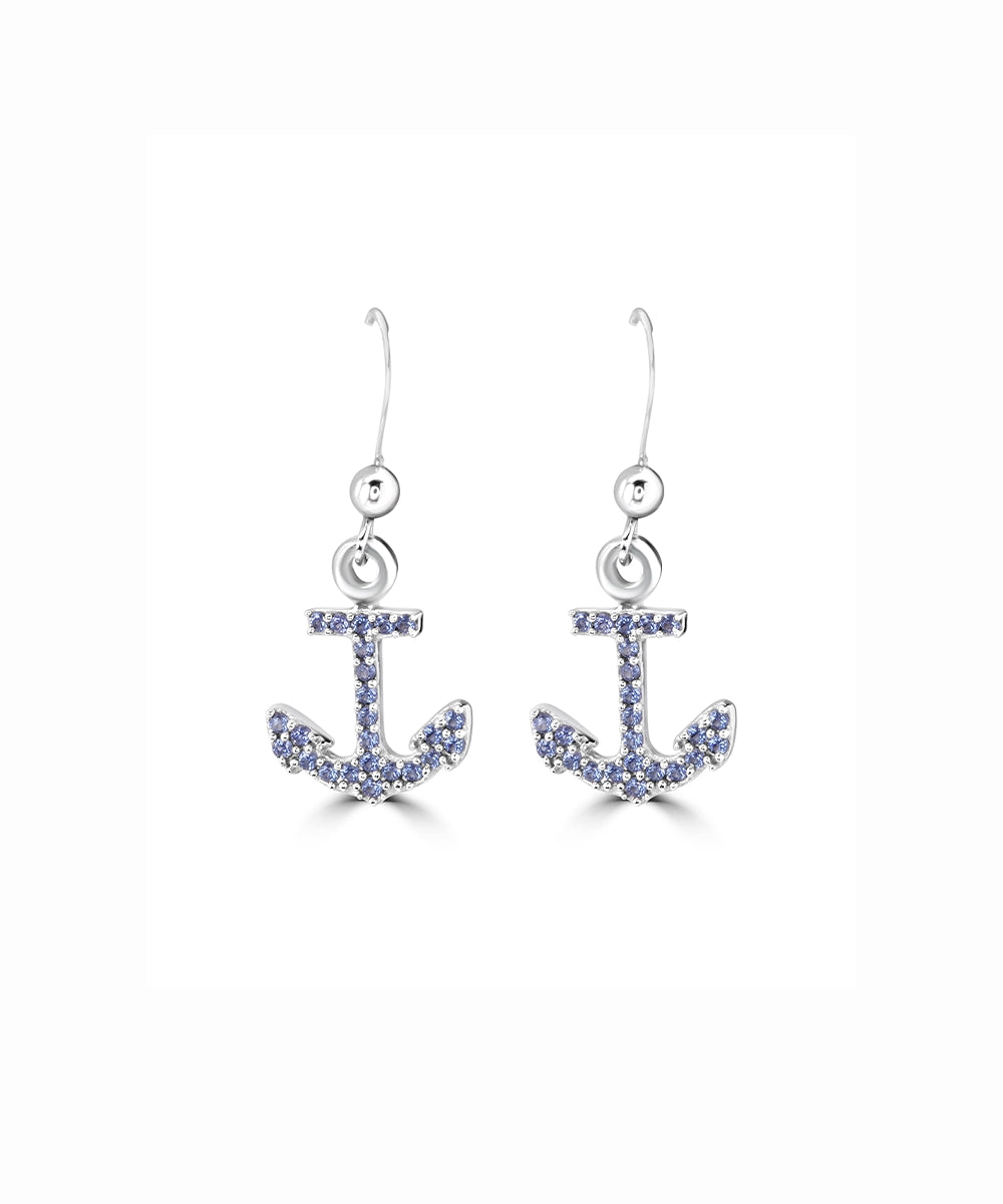 Silver Nautical Anchor Earrings