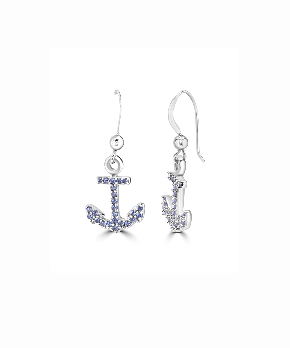 Silver Nautical Anchor Earrings
