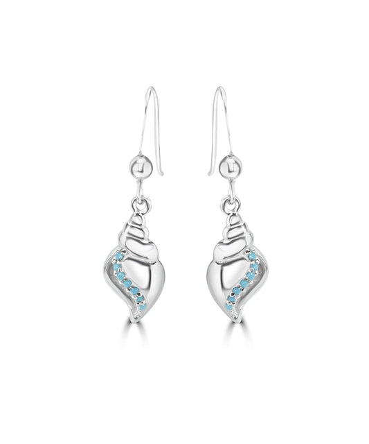 Silver Conch Shell Drop Earrings