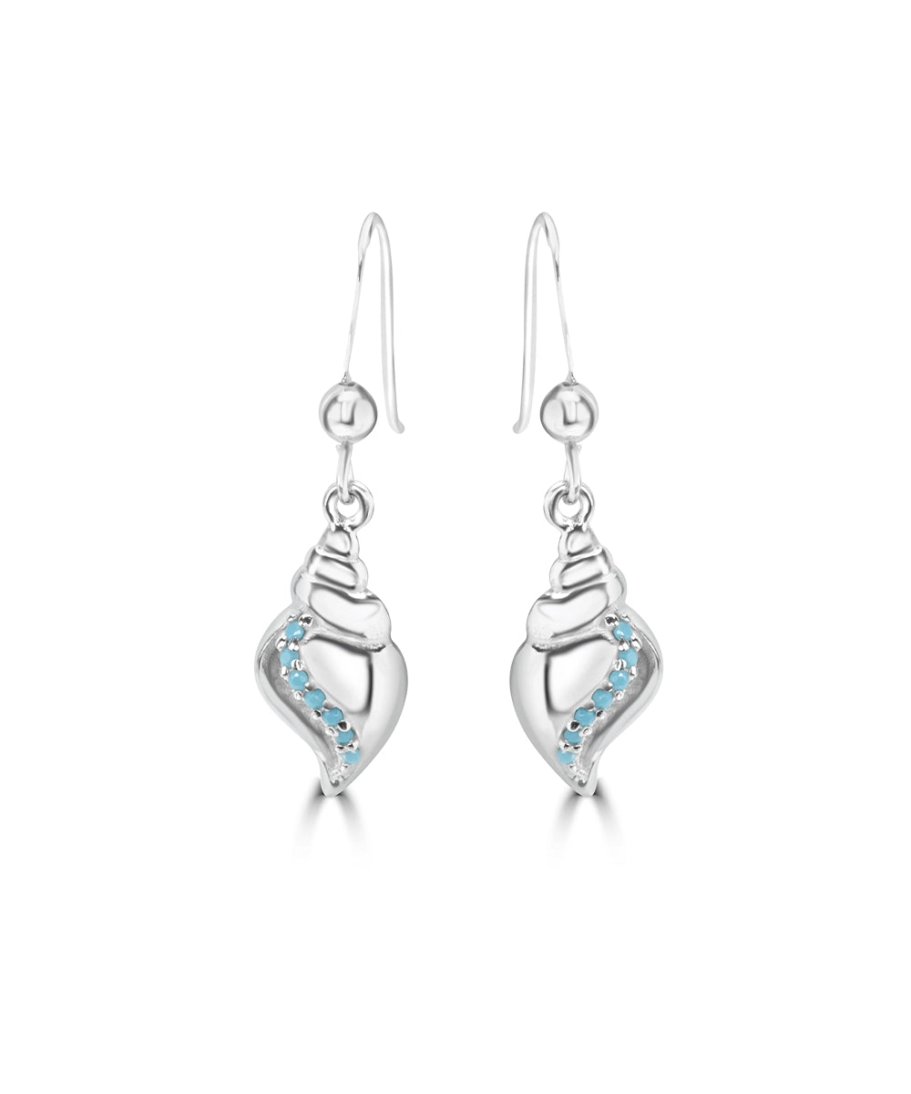 Silver Conch Shell Drop Earrings