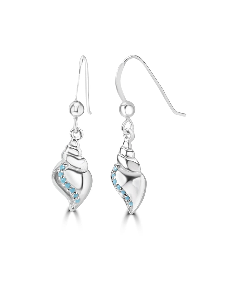 Silver Conch Shell Drop Earrings