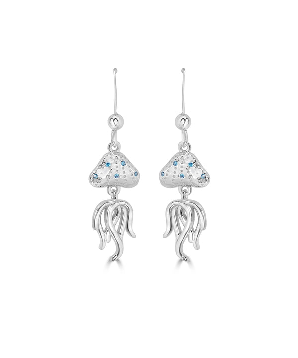 Silver Jellyfish Drop Earrings