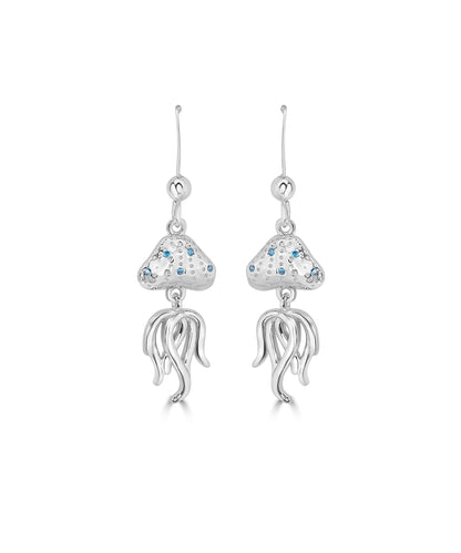 Silver Jellyfish Drop Earrings