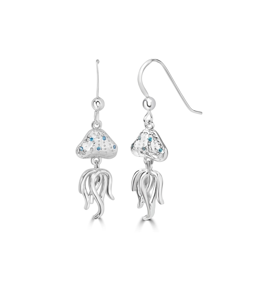 Silver Jellyfish Drop Earrings