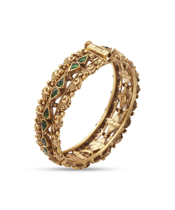 Silver Gold-Plated Heavy Rajwadi Look Kada