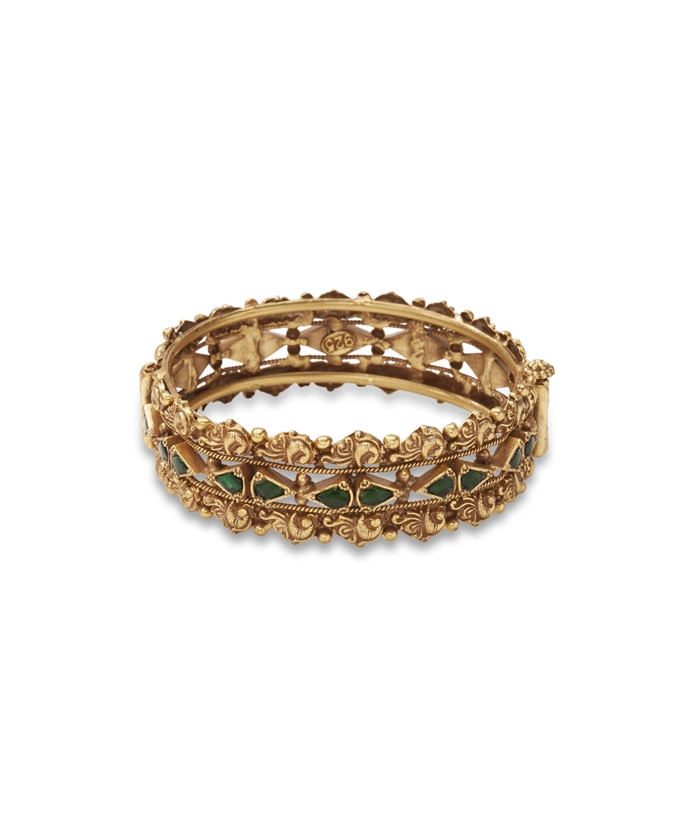 Silver Gold-Plated Heavy Rajwadi Look Kada