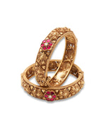 Silver Rajwadi Bangles With Intricate Floral Motifs