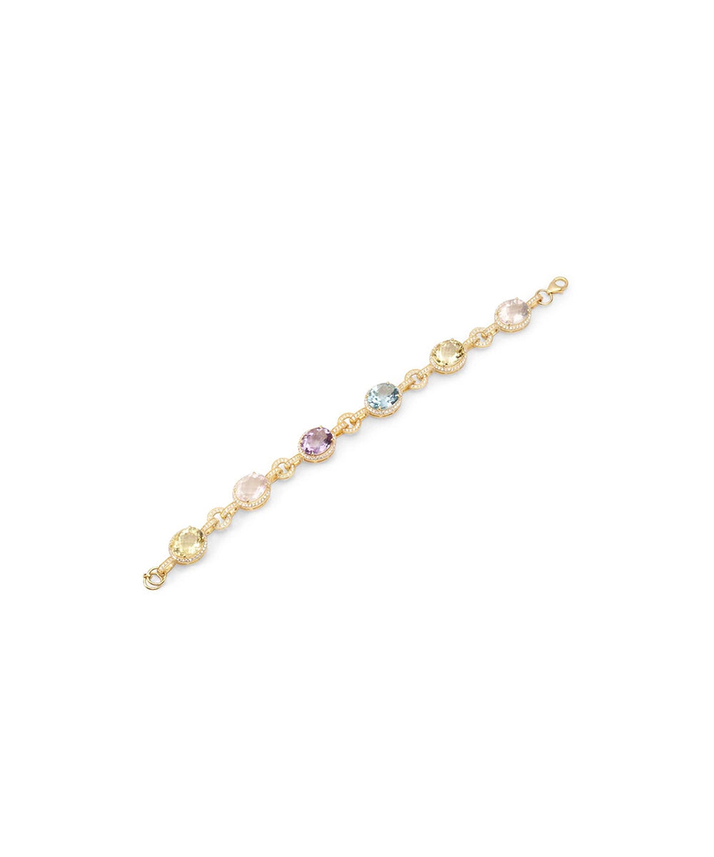 Silver Gold Plated Multi-Stone Link Bracelet