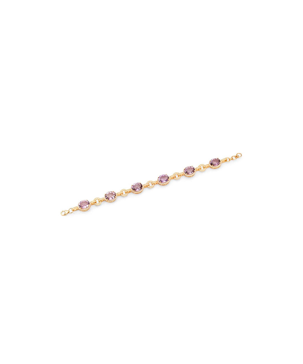 Silver Gold Plated Amethyst Link Bracelet