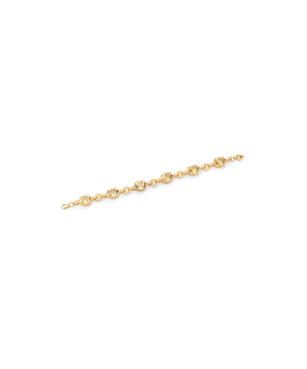 Silver Gold Plated Lemon Quartz Eternity Bracelet