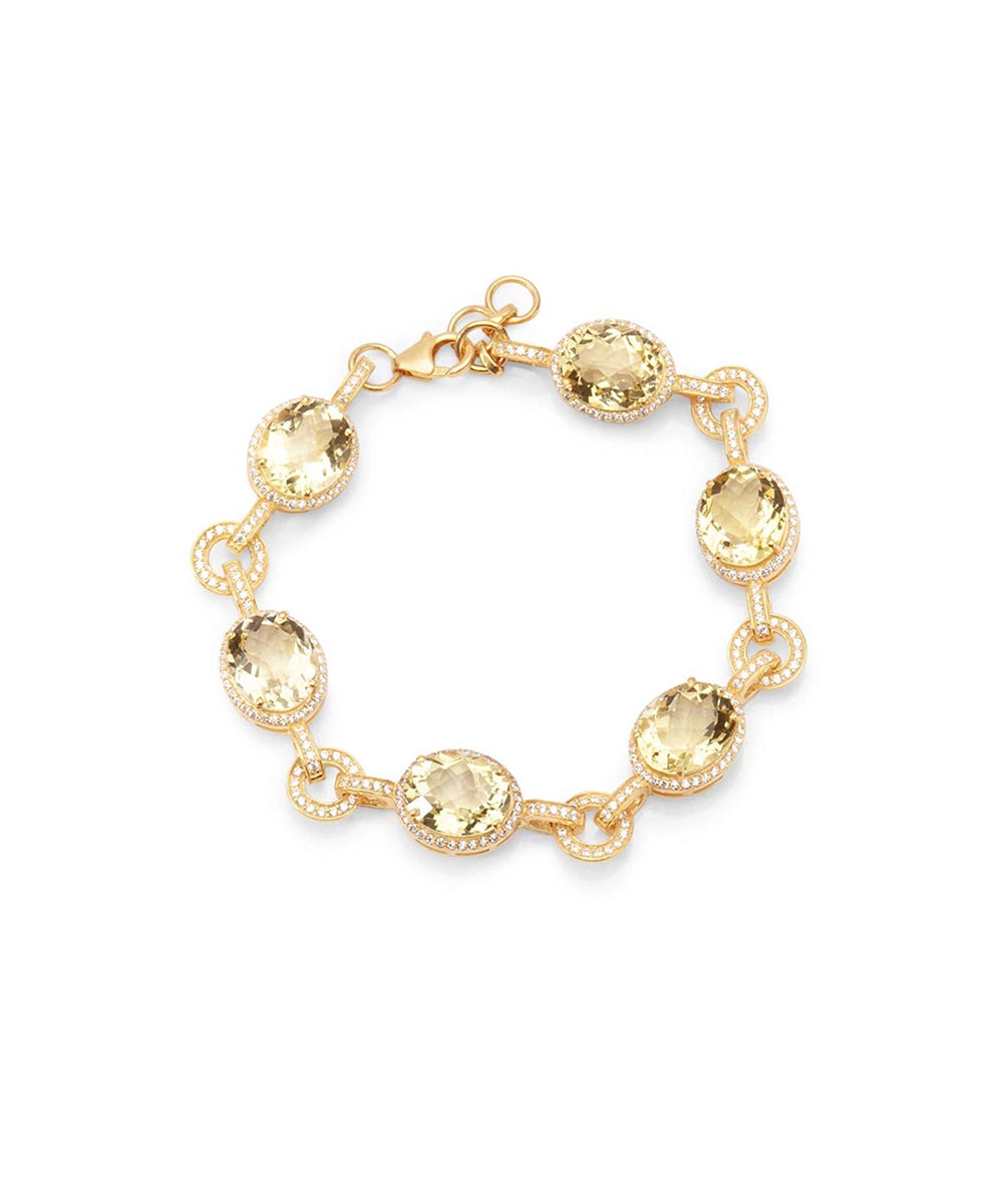 Silver Gold Plated Lemon Quartz Eternity Bracelet