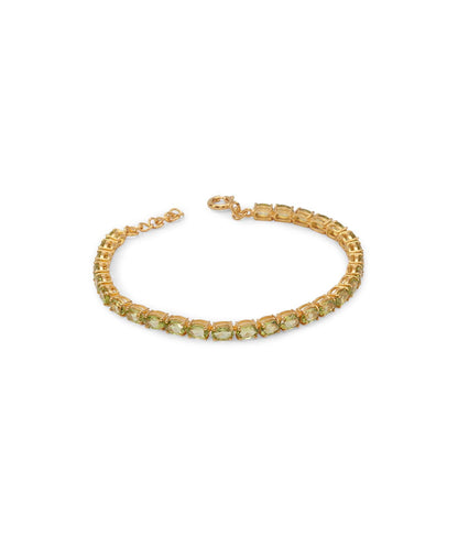 Silver Gold Plated Peridot Tennis Bracelet
