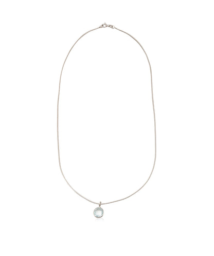 Silver Blue Topaz Drop Necklace on Snake Chain