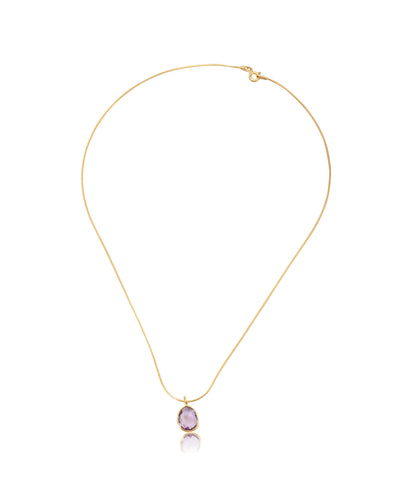 Silver Gold Plated  Amethyst Drop Pendant With Link Chain