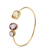 Silver Gold Plated Triple-Stone Bypass Cuff Bracelet