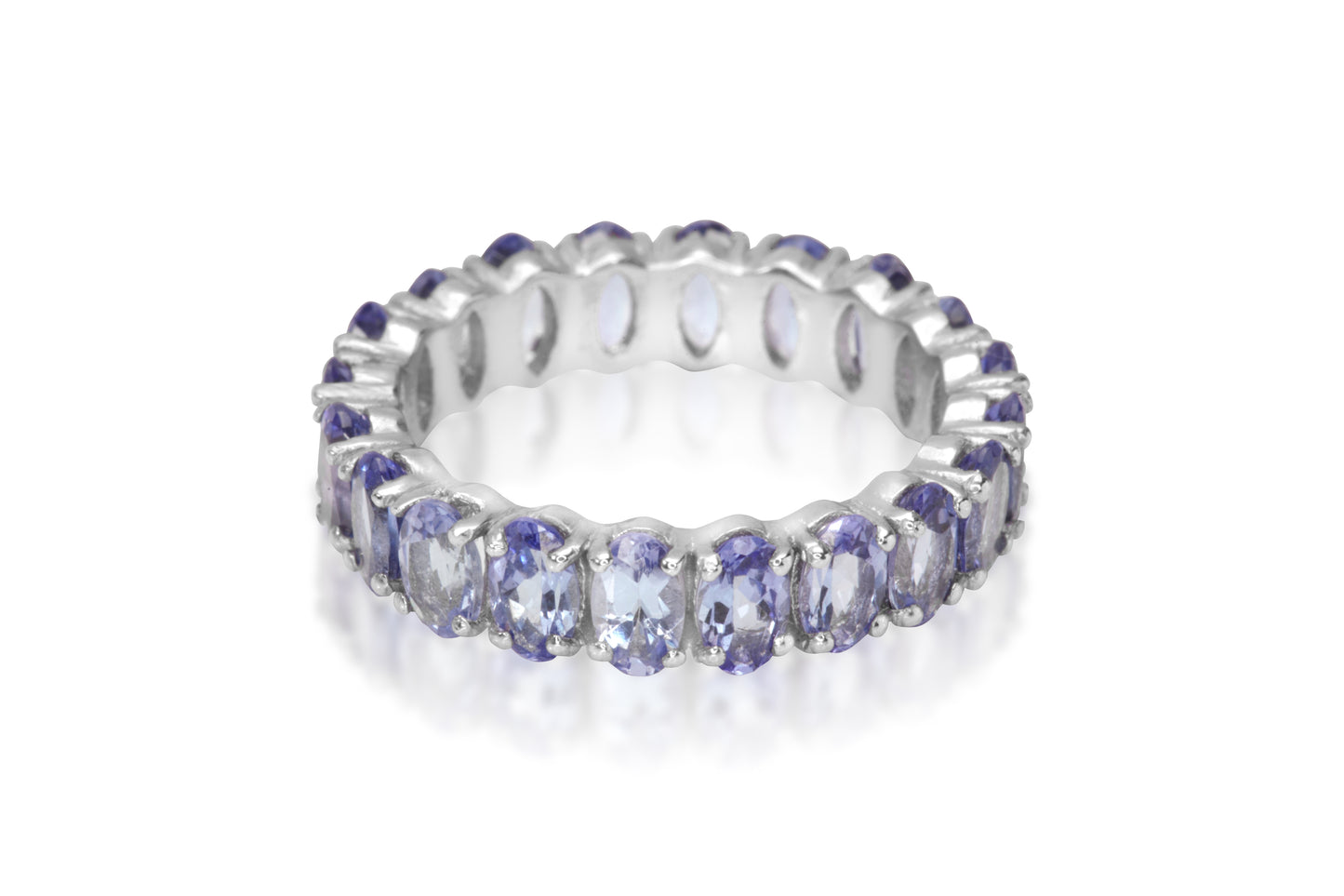 Silver Vivid Blue Tanzanite Full Eternity Band
