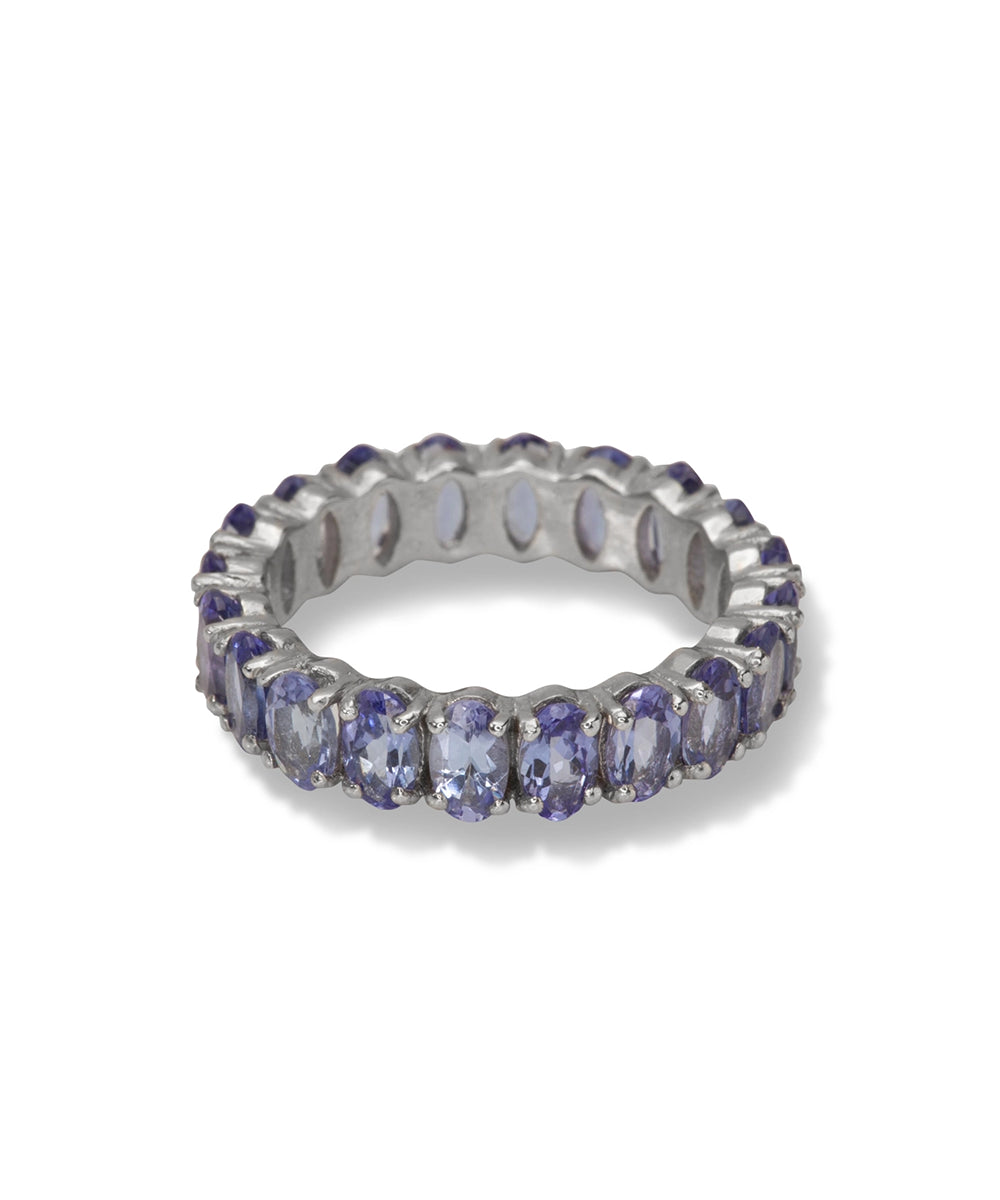 Silver Elegant Tanzanite Gemstone Eternity Ring