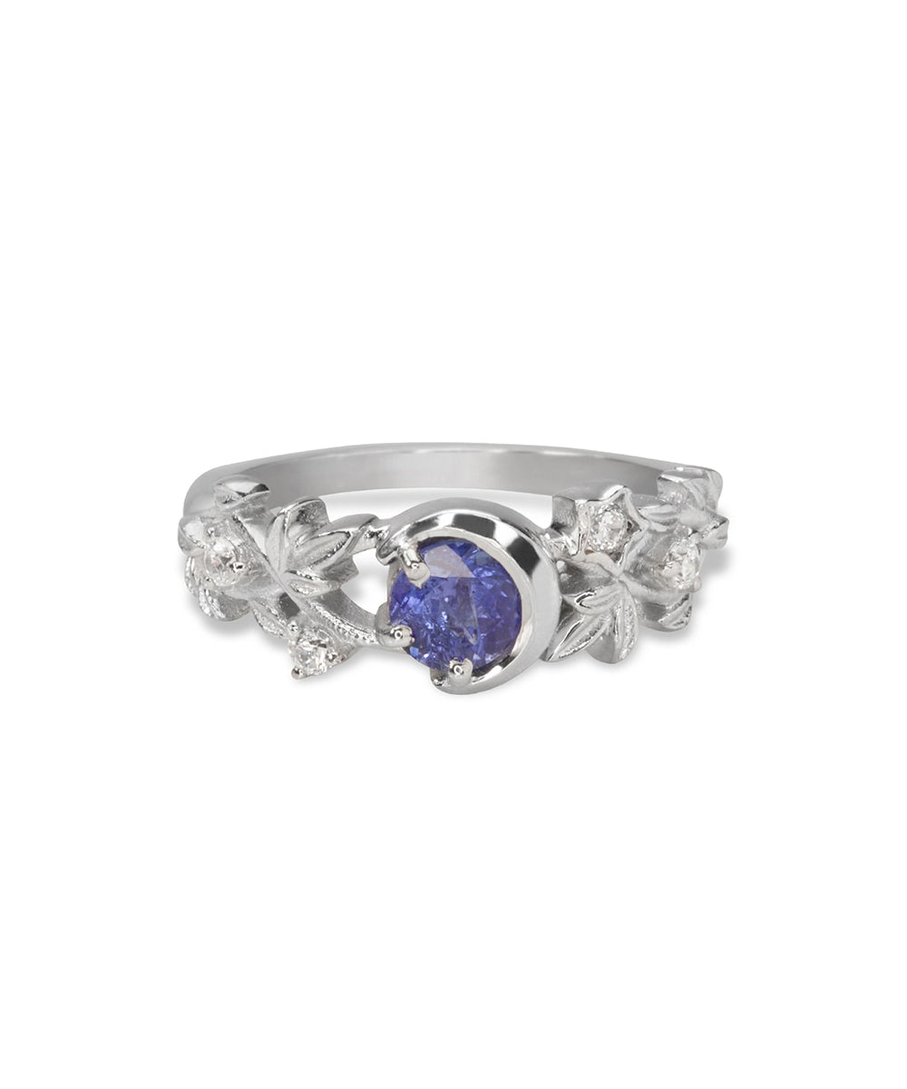 Silver Dainty Sapphire Half-Eternity Ring