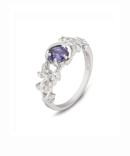 Silver Dainty Sapphire Half-Eternity Ring