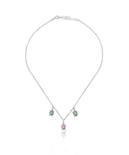 Silver Multi-Color Turtle Necklace